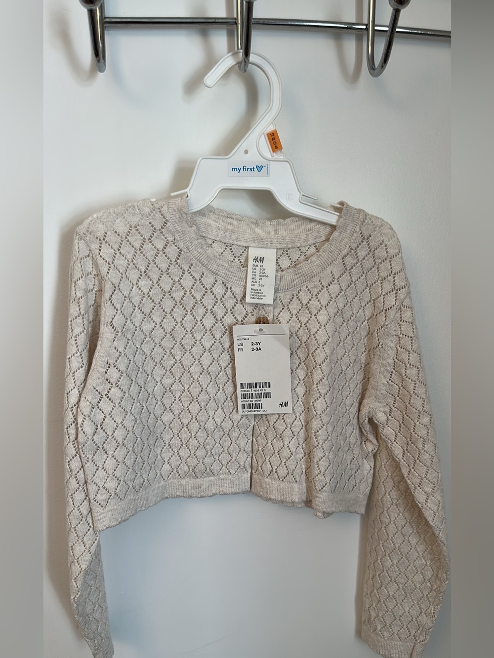 H&M Beige Open-Knit Cropped Sweater Cardigan